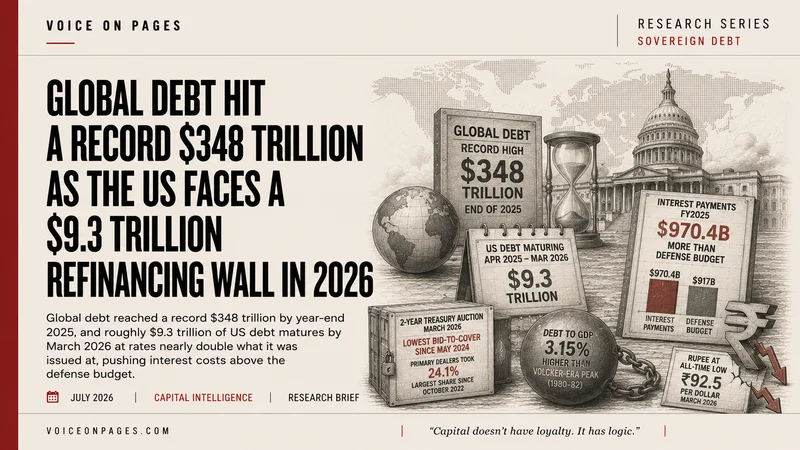 Global Debt Hit a Record $348 Trillion as the US Faces a $9.3 Trillion Refinancing Wall in 2026