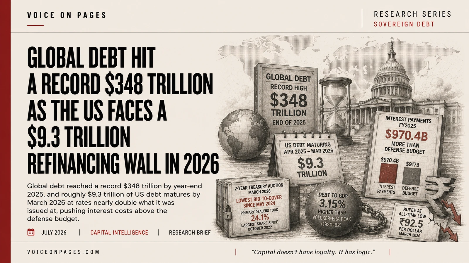 Global Debt Hit a Record $348 Trillion as the US Faces a $9.3 Trillion Refinancing Wall in 2026