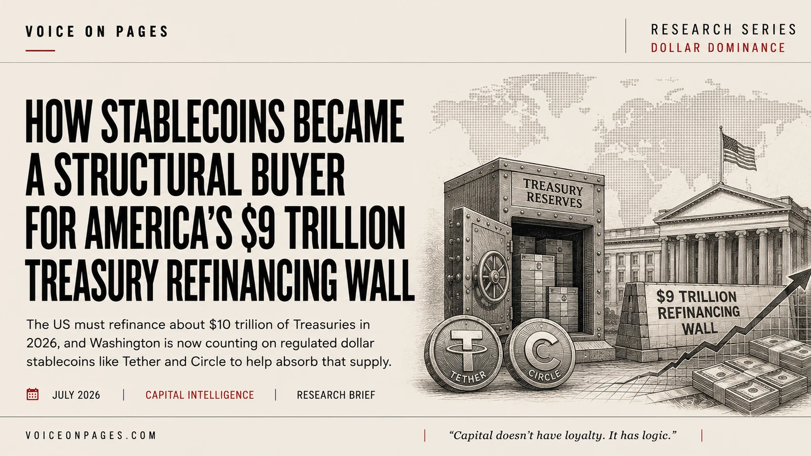 How Stablecoins Became a Structural Buyer for America's $9 Trillion Treasury Refinancing Wall