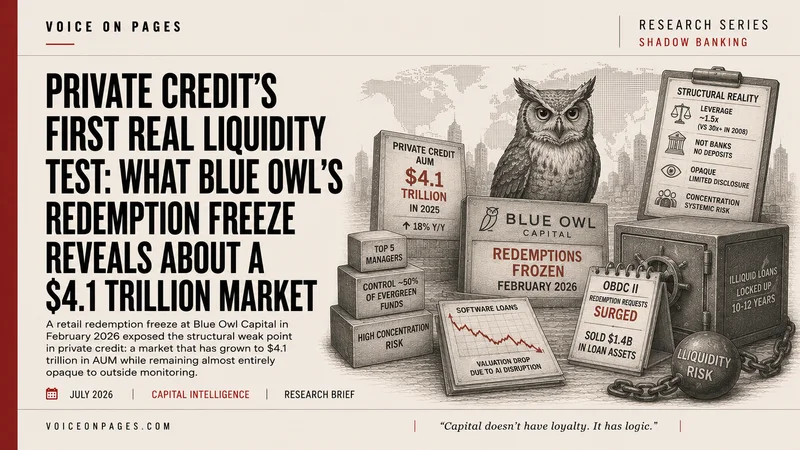 Private Credit's First Real Liquidity Test: What Blue Owl's Redemption Freeze Reveals About a $4.1 Trillion Market