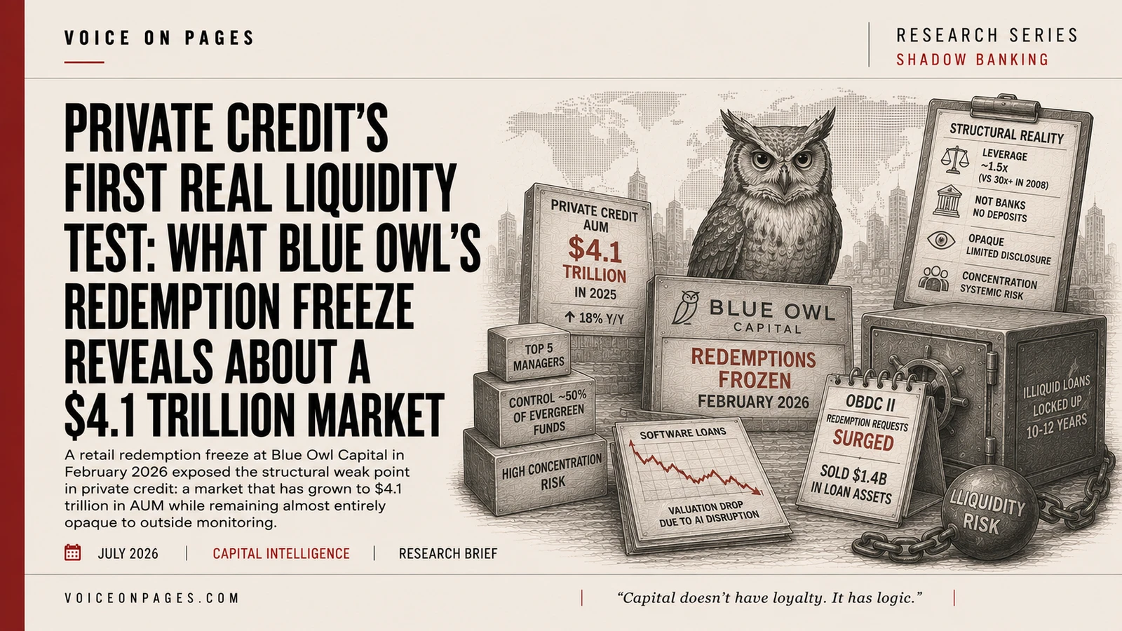 Private Credit's First Real Liquidity Test: What Blue Owl's Redemption Freeze Reveals About a $4.1 Trillion Market